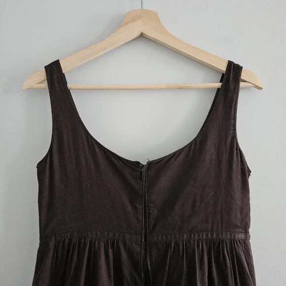 Max Mara SportMax Cotton Empire Midi Dress Size 10 Brown Quiet Luxury Regency - Picture 5 of 12